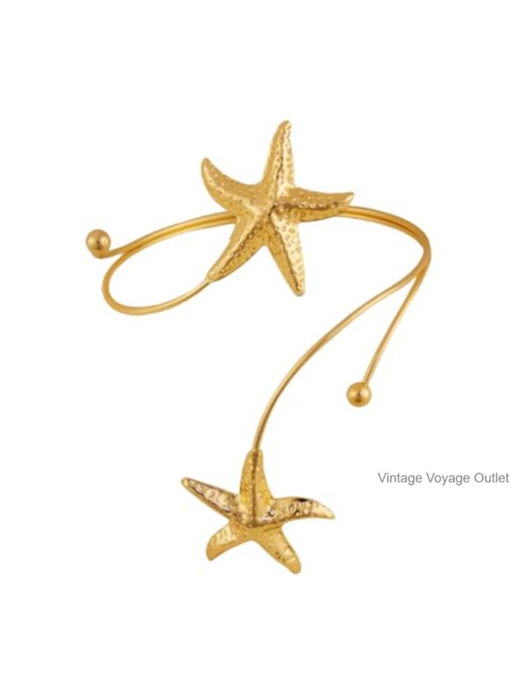 Gold Tone Flower Starfish Moon Arm Cuff Bracelet Bohemian Adjustable